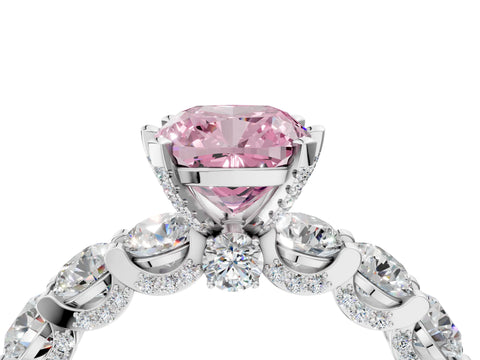 White gold Fancy Pink Cushion Cut Diamond Side Stone Engagement Ring with Four-Prong Setting_40