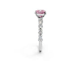 White gold Fancy Pink Cushion Cut Diamond Side Stone Solitaire Ring with Round  and Four-Prong Setting_147