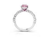 White gold Fancy Pink Cushion Cut Diamond Side Stone Solitaire Ring with Round  and Four-Prong Setting_148
