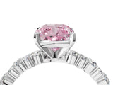 White gold Fancy Pink Cushion Cut Diamond Side Stone Solitaire Ring with Round  and Four-Prong Setting_149