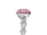 White gold Fancy Pink Cushion Cut Diamond Side Stone Solitaire Ring with Round  and Four-Prong Setting_150