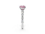 White gold Fancy Pink Cushion Cut Diamond Side Stone Solitaire Ring with Round  and Four-Prong Setting_26