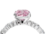 White gold Fancy Pink Cushion Cut Diamond Side Stone Solitaire Ring with Round  and Four-Prong Setting_28