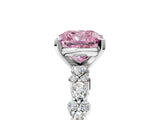 White gold Fancy Pink Cushion Cut Diamond Side Stone Solitaire Ring with Round  and Four-Prong Setting_29