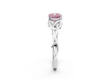 White gold Fancy Pink Cushion Cut Diamond Solitaire Celtic Knot Ring with Four-Prong Setting_114