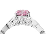 White gold Fancy Pink Cushion Cut Diamond Solitaire Celtic Knot Ring with Four-Prong Setting_117
