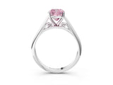 White gold Fancy Pink Cushion Cut Diamond Solitaire Engagement Ring with Cathedral Setting and Four-Prong Mount_181