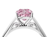 White gold Fancy Pink Cushion Cut Diamond Solitaire Engagement Ring with Cathedral Setting and Four-Prong Mount_187