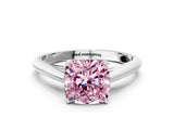 White gold Fancy Pink Cushion Cut Diamond Solitaire Engagement Ring with Cathedral Setting and Four-Prong Mount_61