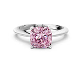 White gold Fancy Pink Cushion Cut Diamond Solitaire Engagement Ring with Classic Band and Four-Prong Setting_93