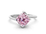 White gold Fancy Pink Cushion Cut Diamond Solitaire Engagement Ring with Four-Prong Setting and Classic Band_32