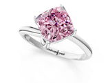 White gold Fancy Pink Cushion Cut Diamond Solitaire Engagement Ring with Four-Prong Setting and Classic Band_33
