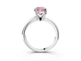 White gold Fancy Pink Cushion Cut Diamond Solitaire Engagement Ring with Round Band and Four-Prong Setting_163