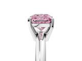 White gold Fancy Pink Cushion Cut Diamond Solitaire Engagement Ring with Round Band and Four-Prong Setting_165