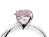 White gold Fancy Pink Cushion Cut Diamond Solitaire Engagement Ring with Round Band and Four-Prong Setting_165