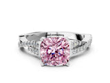 White gold Fancy Pink Cushion Cut Diamond Solitaire Engagement Ring with Twisted Pavé Band and Four-Prong Setting_80