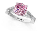 White gold Fancy Pink Cushion Cut Diamond Solitaire Engagement Ring with Twisted Pavé Band and Four-Prong Setting_81
