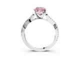 White gold Fancy Pink Cushion Cut Diamond Solitaire Engagement Ring with Twisted Pavé Band and Four-Prong Setting_83