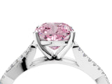White gold Fancy Pink Cushion Cut Diamond Solitaire Engagement Ring with Twisted Pavé Band and Four-Prong Setting_84