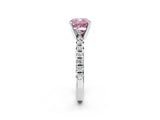 White gold Fancy Pink Cushion Cut Diamond Solitaire Pavé Engagement Ring with Round Band and Prong Setting_51