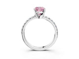 White gold Fancy Pink Cushion Cut Diamond Solitaire Pavé Engagement Ring with Round Band and Prong Setting_52