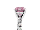 White gold Fancy Pink Cushion Cut Diamond Solitaire Pavé Engagement Ring with Round Band and Prong Setting_54
