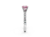 White gold Fancy Pink Cushion Cut Diamond Solitaire Pavé Engagement Ring with Round Band and Prong Setting_57