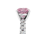 White gold Fancy Pink Cushion Cut Diamond Solitaire Pavé Engagement Ring with Round Band and Prong Setting_60