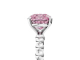 White gold Fancy Pink Cushion Cut Diamond Solitaire Ring with Beaded Band and Prong Setting_388