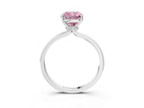 White gold Fancy Pink Cushion Cut Diamond Solitaire Ring with Classic Band and Four-Prong Setting_3