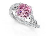 White gold Fancy Pink Cushion Cut Diamond Solitaire Ring with Filigree Band and Four-Prong Setting_102