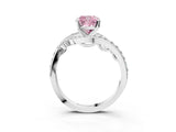 White gold Fancy Pink Cushion Cut Diamond Solitaire Ring with Filigree Band and Four-Prong Setting_103