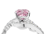 White gold Fancy Pink Cushion Cut Diamond Solitaire Ring with Filigree Band and Four-Prong Setting_104