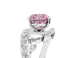 White gold Fancy Pink Cushion Cut Diamond Solitaire Ring with Filigree Band and Four-Prong Setting_106