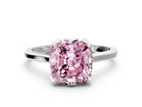 White gold Fancy Pink Cushion Cut Diamond Solitaire Ring with Flower Prong Setting and Classic Band_122