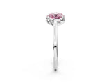 White gold Fancy Pink Cushion Cut Diamond Solitaire Ring with Flower Prong Setting and Classic Band_124