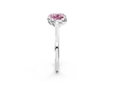 White gold Fancy Pink Cushion Cut Diamond Solitaire Ring with Flower Prong Setting and Classic Band_136