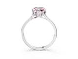 White gold Fancy Pink Cushion Cut Diamond Solitaire Ring with Flower Prong Setting and Classic Band_22