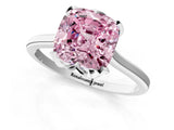White gold Fancy Pink Cushion Cut Diamond Solitaire Ring with Flower Prong Setting and Classic Band_37