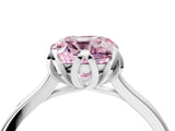 White gold Fancy Pink Cushion Cut Diamond Solitaire Ring with Flower Prong Setting and Classic Band_40