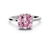 White gold Fancy Pink Cushion Cut Diamond Solitaire Ring with Flower Prong Setting and Classic Band_55