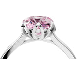 White gold Fancy Pink Cushion Cut Diamond Solitaire Ring with Flower Prong Setting and Classic Band_59