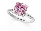 White gold Fancy Pink Cushion Cut Diamond Solitaire Ring with Four-Prong Setting and Pavé Band_4