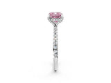 White gold Fancy Pink Cushion Cut Diamond Solitaire Ring with Four-Prong Setting and Pavé Band_5