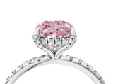 White gold Fancy Pink Cushion Cut Diamond Solitaire Ring with Four-Prong Setting and Pavé Band_7
