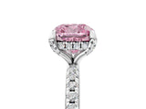 White gold Fancy Pink Cushion Cut Diamond Solitaire Ring with Four-Prong Setting and Pavé Band_8