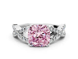White gold Fancy Pink Cushion Cut Diamond Solitaire Ring with Four-Prong Setting and Twisted Pavé Band_33