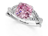 White gold Fancy Pink Cushion Cut Diamond Solitaire Ring with Four-Prong Setting and Twisted Pavé Band_35