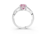 White gold Fancy Pink Cushion Cut Diamond Solitaire Ring with Four-Prong Setting and Twisted Pavé Band_38