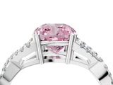 White gold Fancy Pink Cushion Cut Diamond Solitaire Ring with Four-Prong Setting and Twisted Pavé Band_38